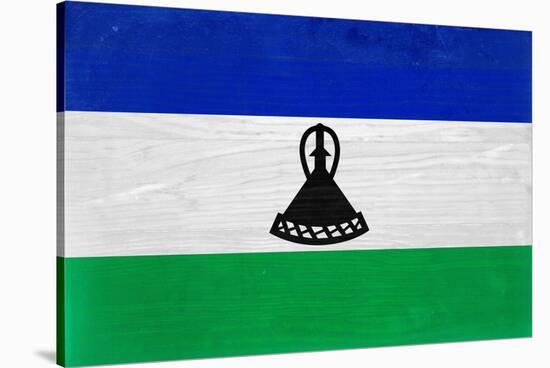 Lesotho Flag Design with Wood Patterning - Flags of the World Series-Philippe Hugonnard-Stretched Canvas