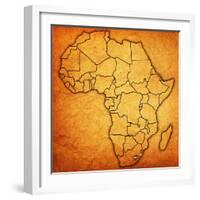 Lesotho on Actual Map of Africa-michal812-Framed Art Print