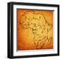 Lesotho on Actual Map of Africa-michal812-Framed Art Print