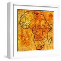 Lesotho on Actual Map of Africa-michal812-Framed Art Print