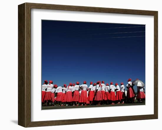 Lesotho Singers Wait to Perform During Ceremonies Held to Commemorate International Aids Day-null-Framed Photographic Print