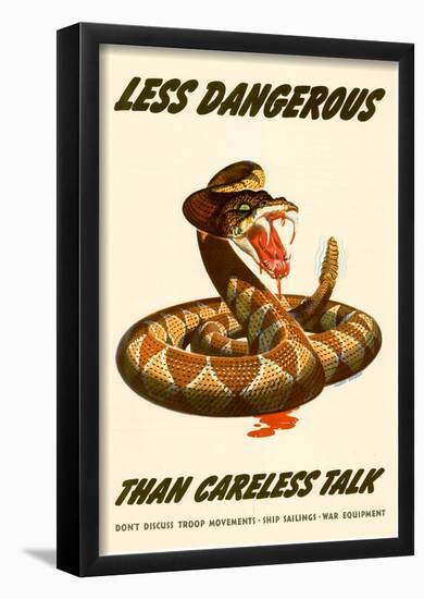 Less Dangerous Than Careless Talk Snake WWII War Propaganda Art Print Poster-null-Framed Poster