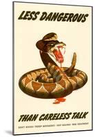 Less Dangerous Than Careless Talk Snake WWII War Propaganda Art Print Poster-null-Mounted Poster