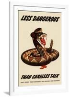 Less Dangerous Than Careless Talk Snake WWII War Propaganda-null-Framed Art Print