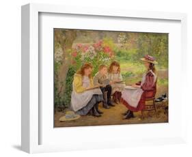 Lesson in the Garden, 1900-Ada Shirley-Fox-Framed Giclee Print