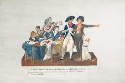 Citizens Contributing their Assignats to Equip a Young Man for War (Gouache on Card)