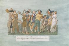 Citizens Contributing their Assignats to Equip a Young Man for War (Gouache on Card)-Lesueur Brothers-Stretched Canvas