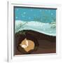 Let it Snow. Fox Sleeping in a Hole. Holiday Background. Christmas Vector.-Teamarwen-Framed Art Print