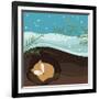 Let it Snow. Fox Sleeping in a Hole. Holiday Background. Christmas Vector.-Teamarwen-Framed Art Print