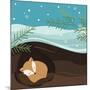 Let it Snow. Fox Sleeping in a Hole. Holiday Background. Christmas Vector.-Teamarwen-Mounted Art Print