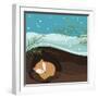 Let it Snow. Fox Sleeping in a Hole. Holiday Background. Christmas Vector.-Teamarwen-Framed Art Print