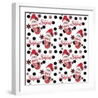 Let It Snow - Peppermint Snowman - Christmas Pattern-Sheena Pike Art And Illustration-Framed Giclee Print