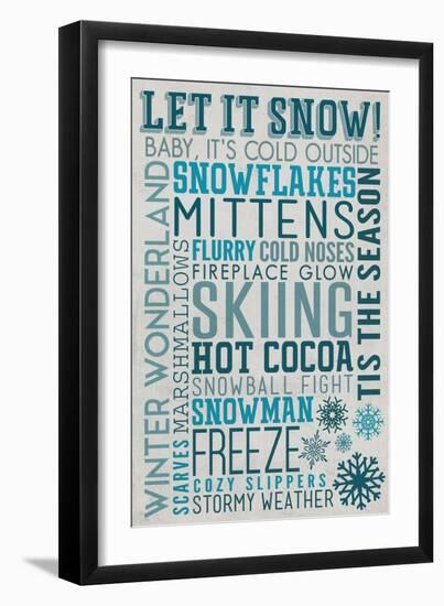 Let it Snow Typography-Lantern Press-Framed Art Print