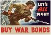 Let's All Fight Buy War Bonds WWII War Propaganda Art Print Poster-null-Lamina Framed Poster