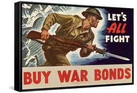 Let's All Fight Buy War Bonds WWII War Propaganda Art Print Poster-null-Framed Stretched Canvas