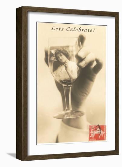 Let's Celebrate, Girl in Glass-null-Framed Art Print