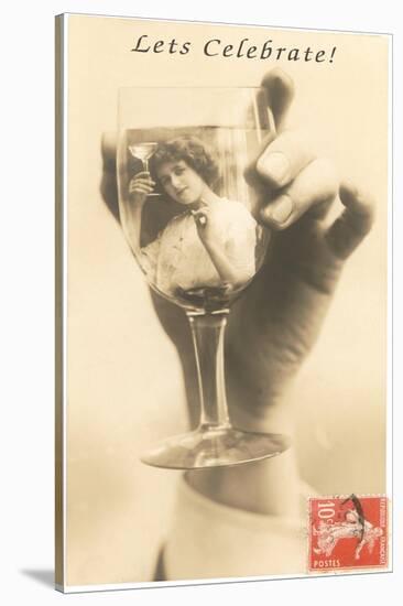 Let's Celebrate, Girl in Glass-null-Stretched Canvas