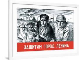 Let's Defend the Great City of Lenin-V. Serov-Framed Premium Giclee Print