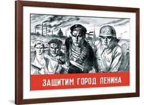 Let's Defend the Great City of Lenin-V. Serov-Framed Art Print