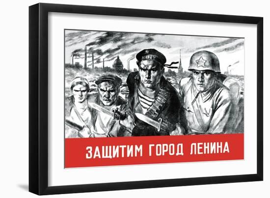 Let's Defend the Great City of Lenin-V. Serov-Framed Art Print