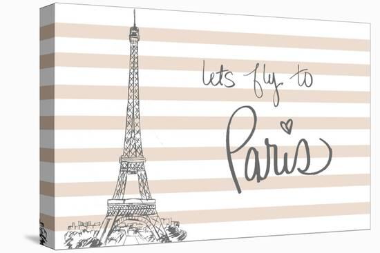 Let's Fly to Paris on Pink-Nicholas Biscardi-Stretched Canvas