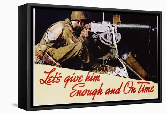 Let's Give Him Enough and on Time Poster-Norman Rockwell-Framed Stretched Canvas