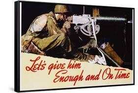 Let's Give Him Enough and on Time Poster-Norman Rockwell-Framed Stretched Canvas