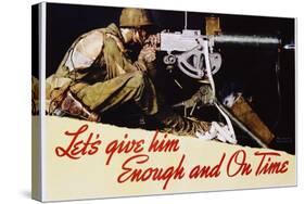 Let's Give Him Enough and on Time Poster-Norman Rockwell-Stretched Canvas