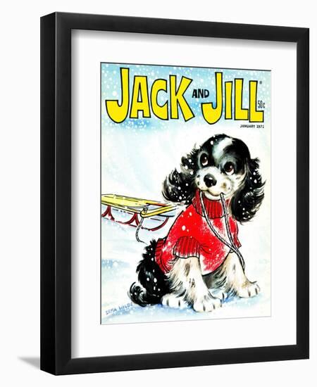 Let's Go Sledding - Jack and Jill, January 1971-Irma Wilde-Framed Premium Giclee Print