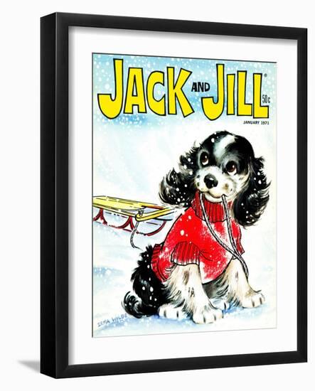 Let's Go Sledding - Jack and Jill, January 1971-Irma Wilde-Framed Giclee Print