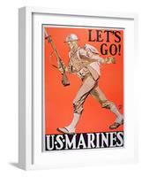 Let's Go!' Us Marines World War One Recruitment Poster-null-Framed Premium Giclee Print