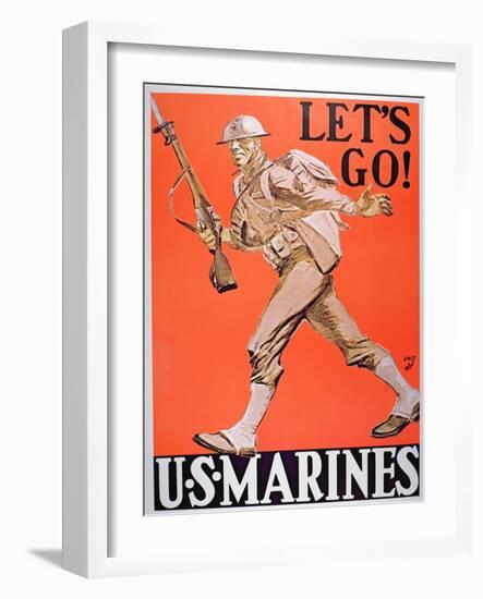 Let's Go!' Us Marines World War One Recruitment Poster-null-Framed Premium Giclee Print