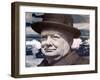 Let Us Go Forward Together', World War Two Propaganda Poster, Detail of Winston Churchill, 1940-null-Framed Giclee Print