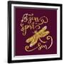 Let Your Spirit Soar. Hand Drawn Lettering with a Dragonfly. Modern Brush Calligraphy.-Trigubova Irina-Framed Art Print