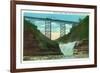 Letchworth State Park, New York - View of Erie Railroad Train on Bridge by Upper Falls-Lantern Press-Framed Art Print