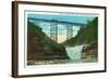 Letchworth State Park, New York - View of Erie Railroad Train on Bridge by Upper Falls-Lantern Press-Framed Art Print