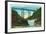 Letchworth State Park, New York - View of Erie Railroad Train on Bridge by Upper Falls-Lantern Press-Framed Art Print