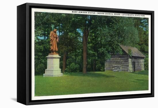 Letchworth State Park, New York - View of the Mary Jemison Statue, Indian Council House-Lantern Press-Framed Stretched Canvas