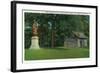 Letchworth State Park, New York - View of the Mary Jemison Statue, Indian Council House-Lantern Press-Framed Art Print