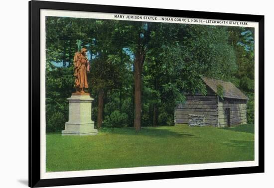 Letchworth State Park, New York - View of the Mary Jemison Statue, Indian Council House-Lantern Press-Framed Art Print