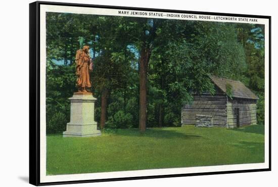 Letchworth State Park, New York - View of the Mary Jemison Statue, Indian Council House-Lantern Press-Framed Stretched Canvas