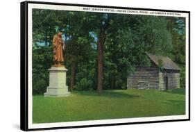 Letchworth State Park, New York - View of the Mary Jemison Statue, Indian Council House-Lantern Press-Framed Stretched Canvas
