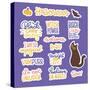 Letering Quotes Halloween Stickers Set. Trendy Halloween Sayings, Quotes for Black Cat Slogans Desi-Svetlana Shamshurina-Stretched Canvas