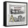 Letter A: Arch. Illustration Of a Bridge Over a River and a City Centre-null-Framed Stretched Canvas