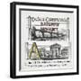 Letter A: Arch. Illustration Of a Bridge Over a River and a City Centre-null-Framed Giclee Print