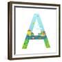 Letter A of the Latin Alphabet for Children. Fun Alphabet Letter for Boys and Girls with City, Hous-Popmarleo-Framed Premium Giclee Print