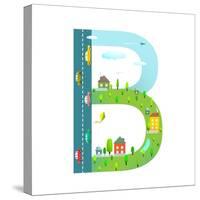 Letter B of the Latin Alphabet for Kids. Fun Alphabet Letter for Children Boys and Girls with City,-Popmarleo-Stretched Canvas