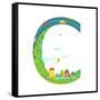 Letter C of the Latin Alphabet Funny Cartoon ABC for Children. for Children Boys and Girls with Cit-Popmarleo-Framed Stretched Canvas