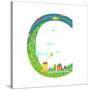 Letter C of the Latin Alphabet Funny Cartoon ABC for Children. for Children Boys and Girls with Cit-Popmarleo-Stretched Canvas