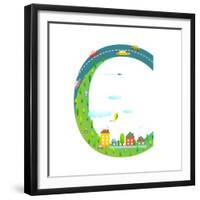 Letter C of the Latin Alphabet Funny Cartoon ABC for Children. for Children Boys and Girls with Cit-Popmarleo-Framed Premium Giclee Print